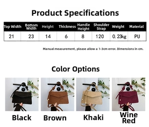 Detailed measurement chart for this vintage PU leather small crossbody bag for women
