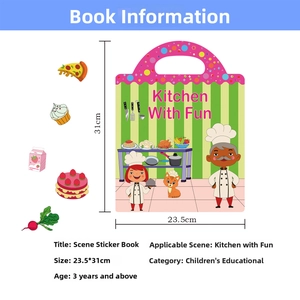 Detail view of cooking theme sticker book, 23.5x31cm size for kids aged 3 and above