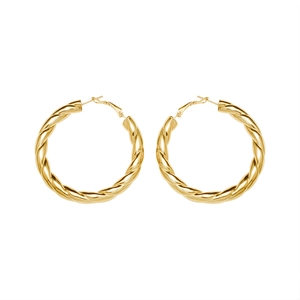 French style gold-plated twisted hollow hoop earrings in a minimalist bold round design