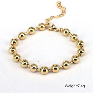 Adjustable minimalist gold beaded bracelet with lobster clasp, 7.4g lightweight jewelry