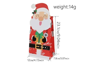 Detailed view of Santa Christmas paper bag with precise dimensions 12x7.8x23.1 cm