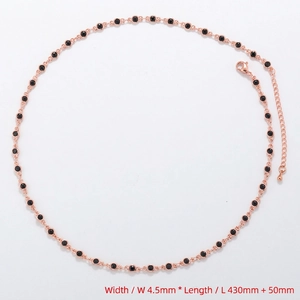 Detail view of 4.5mm width station necklace with black zircons and extension chain