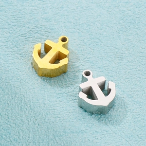 Polished gold and silver stainless steel anchor charms for DIY jewelry making