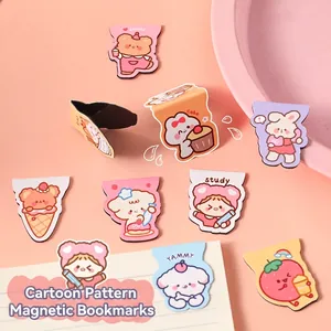 Cute Cartoon Magnetic Bookmarks Paper Magnet Page Markers Double Sided For Students Readers Kawaii Animal Character Shapes
