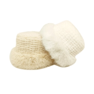 Women Winter Plush Bucket Hat Faux Fur Thickened Warm Windproof Fisherman Cap Retro Outdoor Cold Weather Accessories