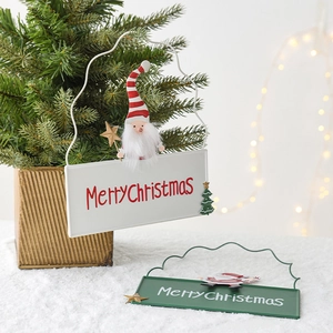 Christmas iron Welcome signs with gnomes and stars for festive tree hanging decorations