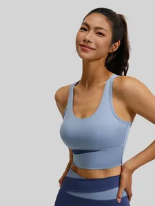 Soutien-gorge de Sport Femme Antichoc Impact Élevé Bloc de Couleur Yoga Fitness Course Top Rembourré