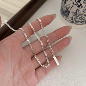 Minimalist 925 sterling silver chain necklace with adjustable clasp and S925 engraved tag