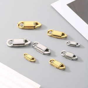 Stainless steel fold-over jewelry clasps in gold and silver finishes for DIY necklaces