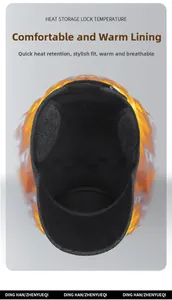 Close-up of winter hat thermal fleece lining and ear flaps for cold protection