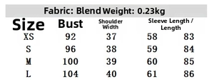 Size chart for women's embroidered patchwork dress with detailed measurements for XS to L
