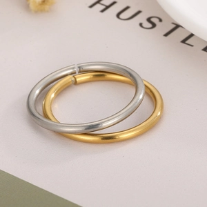 Minimalist stainless steel open rings in gold and silver finish on a stylish card