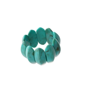 Elastic bracelet with turquoise oval acrylic marble beads in unique minimalist design