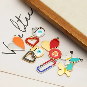 Colorful enamel heart and butterfly stainless steel charms for DIY jewelry making