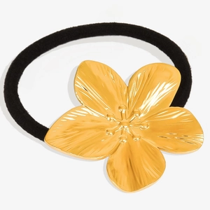 Floral Hair Tie Ponytail Holder 304 Stainless Steel Metal Flower Elastic Minimalist Elegant Hair Accessories