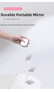 Unbreakable 304 stainless steel folding mirror demonstrating drop-proof durability