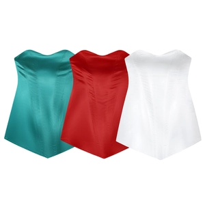 Mini Abito Corsetto In Raso Senza Spalline Schiena Stringata Bodycon Vita Alta Slim Fit Party Sera Clubwear Per Donne Elegante