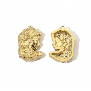 Ciondolo Medusa in acciaio inossidabile placcato oro 14k lucido per creazione di gioielli