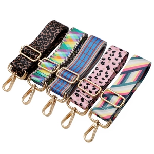 Adjustable Shoulder Bag Straps Polyester Wide Replacement Handbag Crossbody Belt Ethnic Leopard Prints Metal Hook