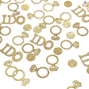 Glitter Cardstock Wedding Confetti Table Scatter I DO Letters Diamond Ring Shapes Engagement Party Decoration Romantic