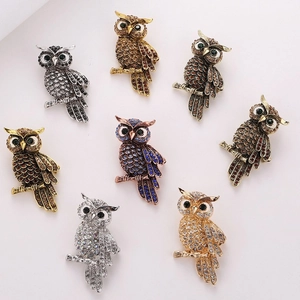 Vintage Owl Brooch Alloy Sparkling Rhinestone Animal Corsage Pin Jewelry For Women Clothing Decoration
