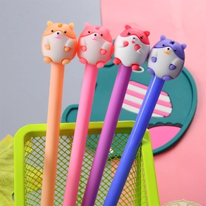 Cute Cartoon Hamster Gel Pen 3D Soft Rubber Head Plastic Body Smooth Writing Stationery For Students Office