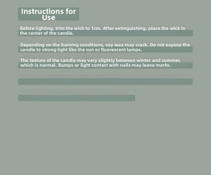 Detailed soy wax candle care guide showing wick trimming and storage instructions