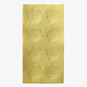 8pcs gold foil embossed wax seal stickers with Best Quality text on white background