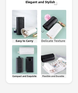 Detail view of portable jewelry roll organizer with ring holders and necklace pouches