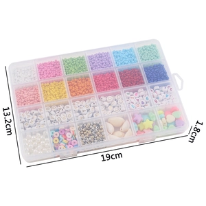 24-compartment storage box with 3mm glass seed beads and DIY jewelry making accessories