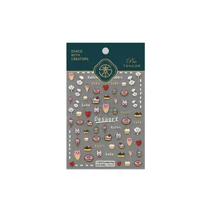 Stereoscopic 5D embossed nail art stickers with cute rabbit and dessert designs