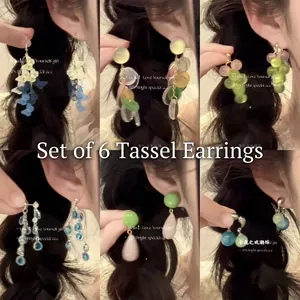 Women Dangle Earrings With 925 Sterling Silver Earring Post Copper Resin Fruit Grape Butterfly Heart Shape Fashion Jewelry