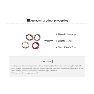 Détails techniques du lot de 4 chouchous élastiques imprimés avec dimensions et poids