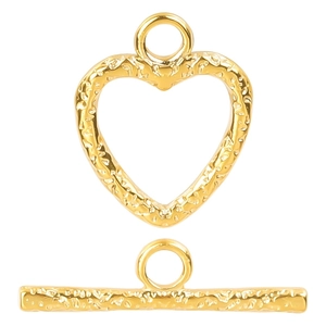 304 stainless steel gold heart OT toggle clasp with textured surface for DIY jewelry making