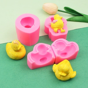 3D little yellow duck DIY silicone mold set for chocolate, soap, and cake decorating