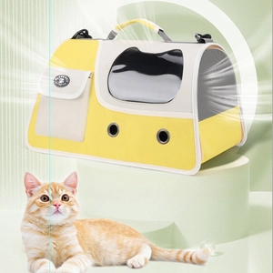 Breathable pet carrier backpack with cat-shaped window and mesh side panels