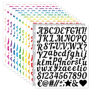 Autocollants colorés de 1 pouce avec lettres et chiffres pour journaux et cadeaux