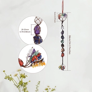 Handmade 7 chakra crystal tree of life dream catcher hanging ornament with heart pendant