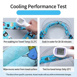 Bandana rinfrescante per cani con disegni e risultati del test di temperatura