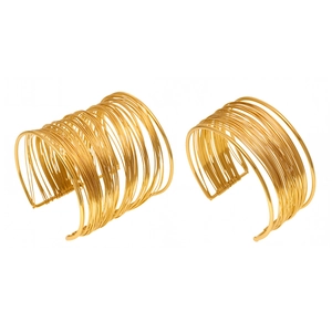 Chic multi-layer gold plated stainless steel open cuff bracelet in bohemian style