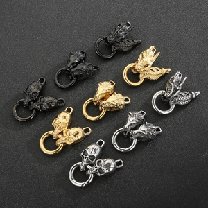 Punk Stainless Steel Bracelet Clasp Animal Dragon Skull Head Jewelry Connectors For DIY Bracelet Necklace Making Findings