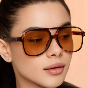 Retro Aviator Sunglasses Double Bridge Oversized Plastic Frame AC Lenses Vintage Fashion Eyewear For Women Men Outdoor