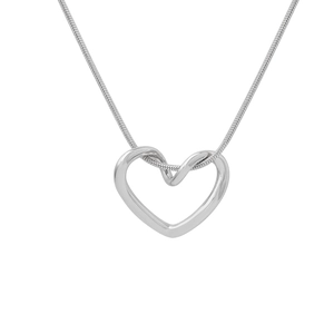 Minimalist Titanium Steel Hollow Heart Pendant Necklace For Women Elegant Electroplated Snake Chain Fashion Jewelry Gift