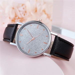 Orologio quarzo donna elegante con quadrante scintillante e cinturino in pelle