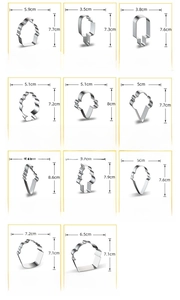 Size chart showing stainless steel ice cream and cupcake cookie cutter dimensions