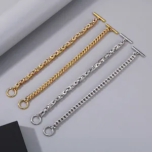 Stainless Steel Men Bracelet Byzantine Dragon Bone Chain OT Toggle Clasp Retro Minimalist Hip Hop Jewelry Gift
