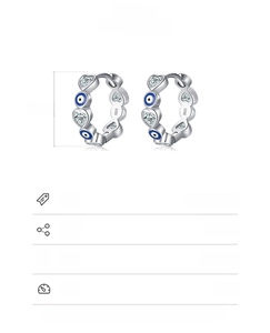 Detailed view of S925 sterling silver heart earrings with blue evil eye and zircon