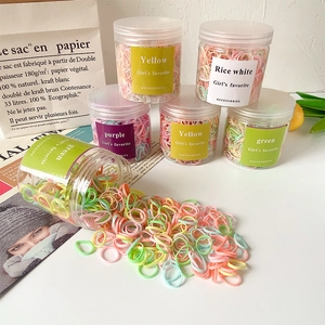 Colorful Mini Rubber Hair Bands High Elasticity Disposable Hair Ties For Girls Kids Toddlers Braiding Styling Transparent Packaging