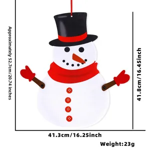 Detailed size chart of Christmas snowman felt door hanging with precise measurements