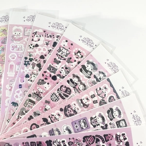 Pink and black laser Guka stickers with cute cartoon animal patterns for scrapbooking